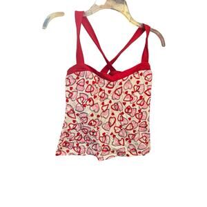 Vintage Y2K Avon Cross Cross Hearts Valentine Cami Camisole Small Built In Bra